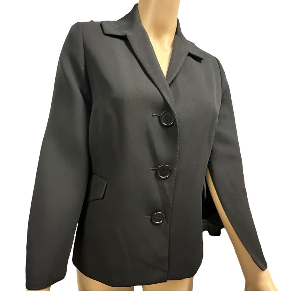 Max Studio Special Edition Silk Wool Slit Sleeve Black Blazer Jacket Womens 4